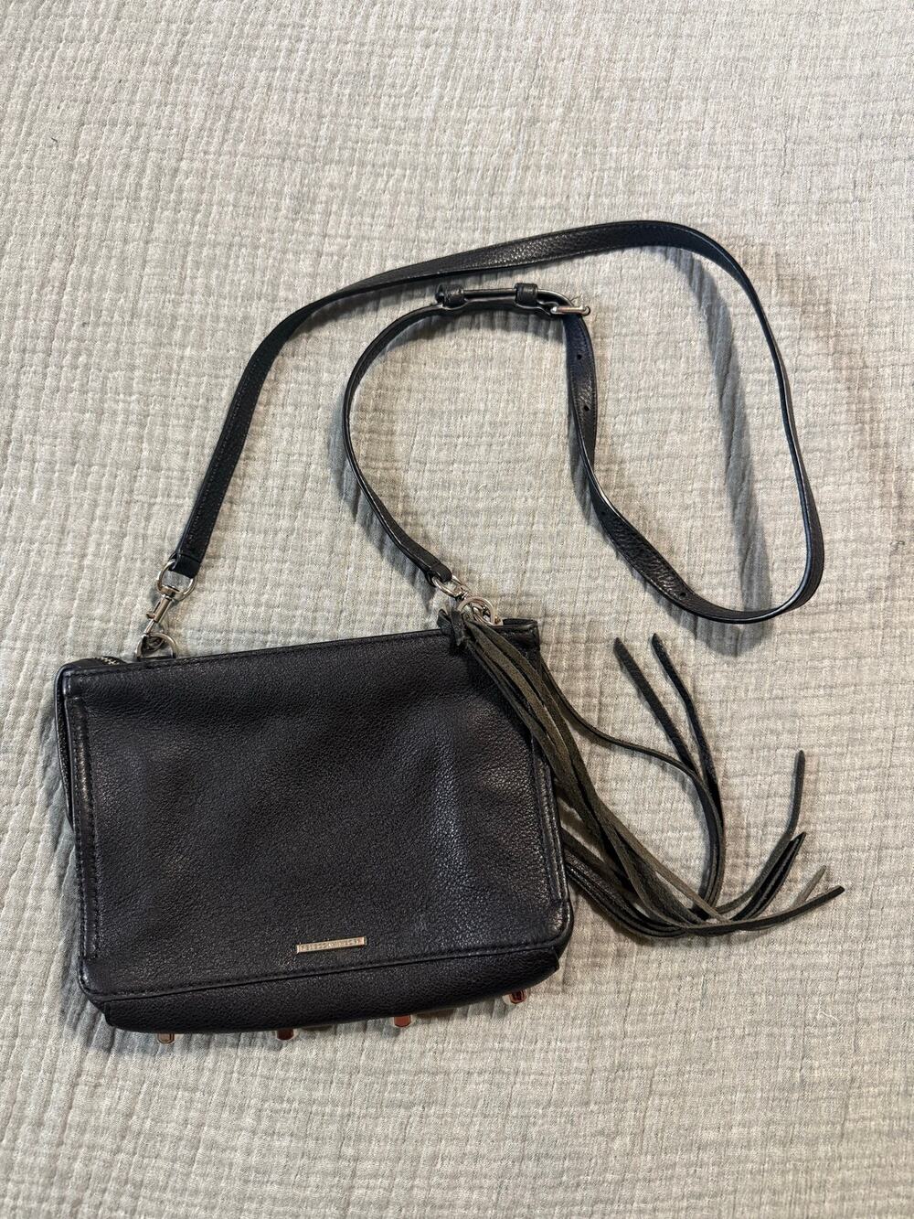 Rebecca Minkoff Black Crossbody Leather Tassel Purse Bag